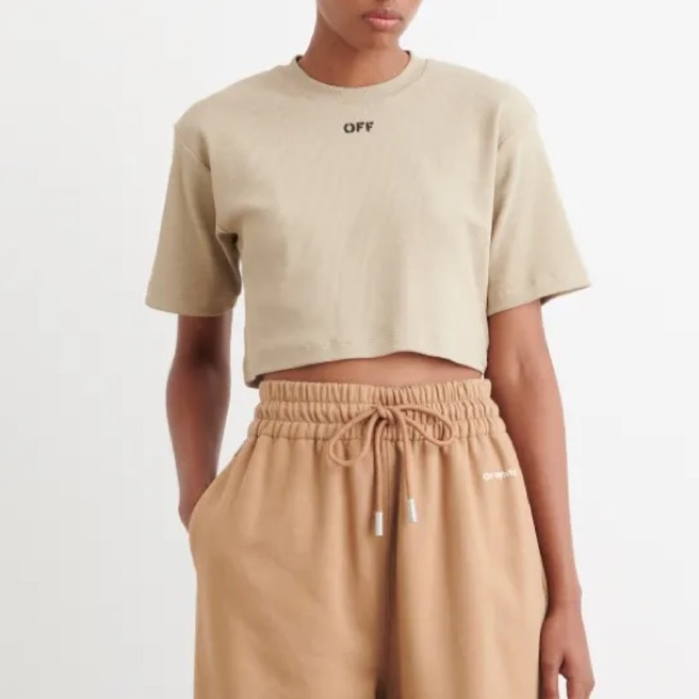 Off-White Stamp Ribbed Cropped Tee - image 2